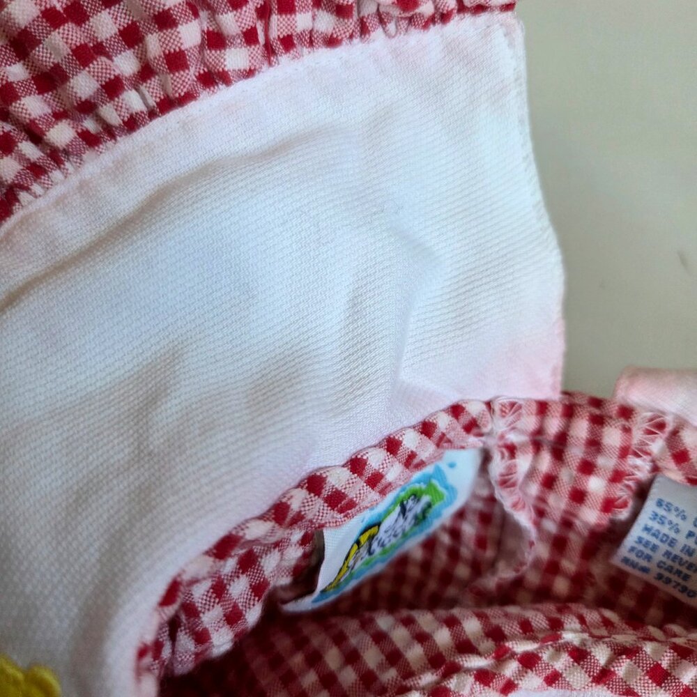Vintage Toddler Girls  No Kidding Red Gingham Flower Applique Dress 3T - Picture 3 of 8